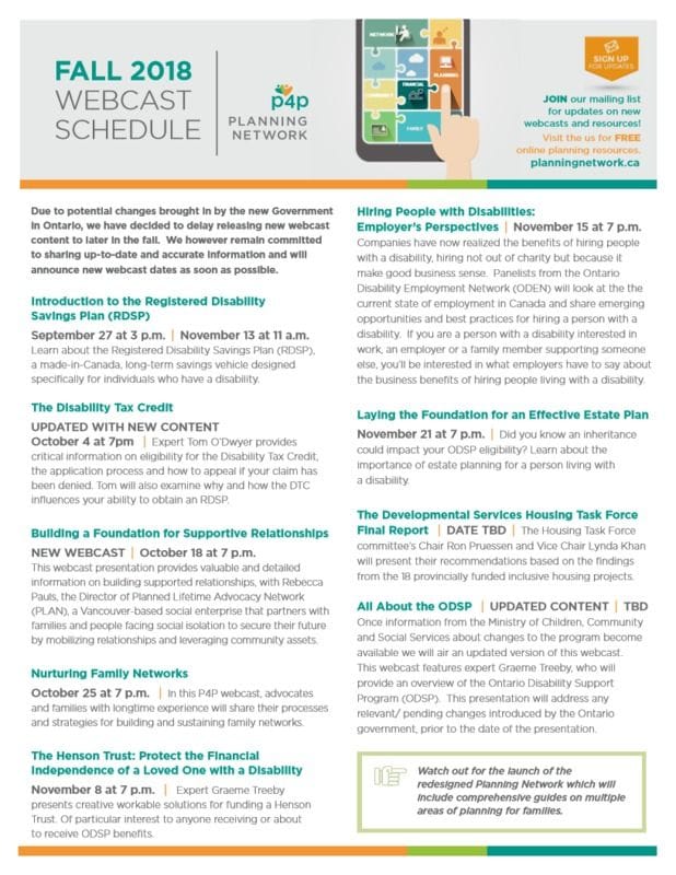 New Fall 2018 P4P WEBCASTS